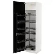 METOD high cabinet with pull-out larder, white/Lerhyttan black stained, 60x60x220 cm