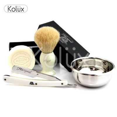 Haryali London Barber Style Shaving Set Razor Brush Soap Bowl Grooming Gift Kit