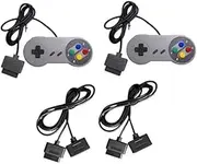Set of 2 Retro Controllers + 2 x 1.8 m Extension Cables - Compatible with SNES / Super Nintendo - Gamepad Double Pack for Classic 16-Bit Consoles