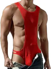 [SPNSSTCR] Men's Mesh Bodysuits Thongs Jockstrap Leotrad Wrestling Singlet Underwear See Through Bugle Pouch Jumpsuits
