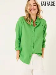 FatFace Green Olivia Linen Shirt (AK9295) | $136