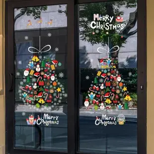 圣誕節禮物圣誕樹窗花貼紙墻貼畫櫥窗推拉玻璃門店面商場布置元旦