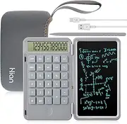 [Hion] Calculator,12-Digit Large Display Office Desk Calcultors with Erasable Writing Table,Rechargeable Hand held Multi-Function Mute Pocket Desktop Calculator for Basic Financial Home School,Grey