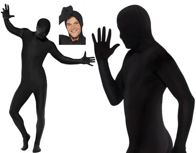Second Skin Zentai Bodysuit Fancy Dress Outfit Black by Smiffys