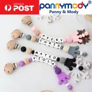 Personalised Dummy Clip with Name, Silicone Crown Soother Clip for Boys Gift