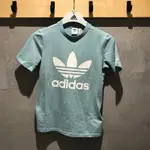 愛迪達三片葉 ADIDASORIGINALS 女生短T 灰藍色 正版