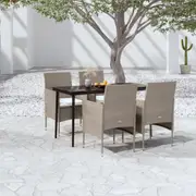 5 Piece Garden Dining Set with Cushions Beige and Black vidaXL