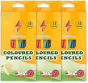 Vignette Stationery Coloured Pencils Multi Pack, 12 Colours, 3 Pack Set, Oil Based Soft Core, Drawing and Colouring Set