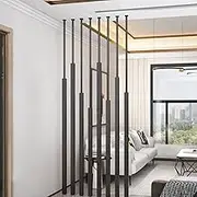 Room Dividers Movable Protective Privacy Screens, Metal Slats Screen Room Partition Column for Home Office (Black), 5/8/10 Room Devider Post Separator(10pcs,205cm/81in/6.73ft)
