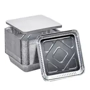 10Pcs BBQ FOIL FOOD CONTAINER WITH LID Takeaway Container Roasting Tray