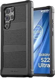 [ENCASED] Falcon Designed for Samsung Galaxy S22 Ultra Protective Full Body Phone Case (Black)