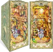 DIY Book Nook Kit, DIY Miniature Dollhouse Kit for Adults and Green Fairyland