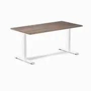 Desky Fixed Height Natural Walnut Melamine Desk 1500x750mm White Leg