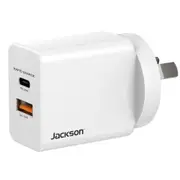 Jackson PT2USBAC20 20W Dual Port USB Wall Charger with 1x USB-A (18W) & 1x USB-C Ports (20W) [PT2USBAC20]