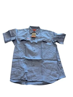 Hard Yakka Men’s Drill Work Shirt Size XL Blue Short Sleeve Button Up Tradie NWT
