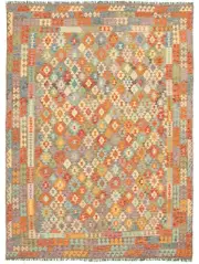 Vintage Hand Woven Geometric Carpet 8'3" x 11'2" Traditional Wool Kilim Area Rug