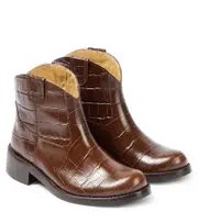 [Bonpoint] Bonpoint Santiag croc-effect leather boots UK 8.5 brown