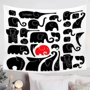 Red Spot in Black Elephants Tapestry