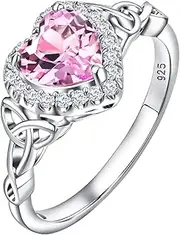 [DAYBYDAY] Celtic Rings for Women 925 Sterling Silver Irish Celtic Birthstone Rings Created Gemstone Moissanite Heart/Pear/Round/Oval Engagement Wedding Rings