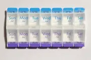 Medicine Pill Organizer AM PM with Push Button Open X-large 9" By 4.5" By 1"