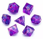 Purple/Blue Cosmos Sharp Edged 7 Dice Set Poly RPG DnD Dungeons Dragons AD&D d20