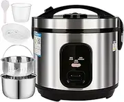 Low Sugar Rice Cooker, 2l-5l Electric Sugar Removal Rice Cookers with 304 Stainless Steel Liner & Steamer Basket, Rice Soup Separated, Household Low Carb Steamer, for 1-8 People 2L