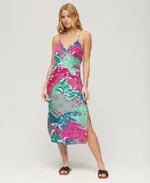 Printed Midi Slip Cami Dress | Magenta Stork Cloud