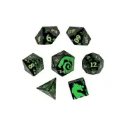 LPG Dice RPG Set Inscripted Dragon Green