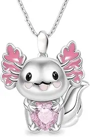 [POYAMUSE] Cute Axolotl Necklace Blue Pink Red Crystal Axolotl Pendant Necklace Kawaii Black Axolotl Pendant Necklace Axolotl Gifts for Women