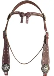 Fancy Headstall With Notted Headband & Basket Tooling All Size