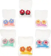[YOSADIER] 6Pcs Cartoon Flower Contacts Lens Cases Eye Care Storage Box for Myopia Accessories Cute Practical Lens Holder for Safe Storage and Easy Extraction