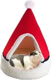Happyyami 1pc Xmas Tree Shaped for Cats Dogs Winter Warm Closed Tent Material Random Color Style Cozy Secure Sleeping Space Random Color