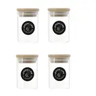 4 x Mini Glass Jar Bamboo Lid Food Kichen Spice Jam Lolly Storage Container 90ML