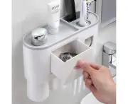 Wall Mounted Toothbrush Holder,Wall Mounted Toothpaste Dispenser Automatic Toothbrush Holder Without Drilling Toothbrush Holder for Bathroom