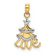 14K Yellow & Rhodium W/ Love Christmas Tree Charm