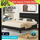 ALFORDSON Bed Frame King Size Upholstered Platform Black Leather HARLENE