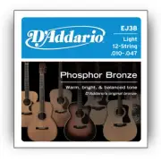 D'Addario EJ38 12-String Phosphor Bronze Light Acoustic Guitar Strings .010-.047