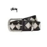 代購STUSSY 22SS ARGYLE STITCH LEATHER BELT 黑白棋盤格菱形皮帶 潮流 滑板