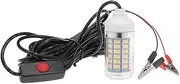 12V 15W Underwater Fishing Attract Light Lamp Fish Finding System Light with 30ft Power Cord and Battery Clip