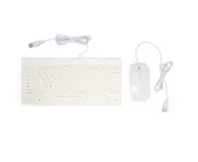 Keyboard Mouse Combo Comfortable Ergonomics Power Saving 78 Keys Round Keycap 4 Mouse Buttons Wired Computer SuppliesWhite
