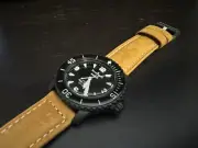 Swatch X Custom Blancpain Ocean Of Storms Fifty Fathoms Bioceramic Tan Strap!