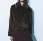 ZARA FAUX FUR JACKET TOBACCO BROWN NEW FW24/25 SIZES XS-XXL REF. 5320/872