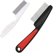 Verazquy 2 Pcs Flea Comb for Dogs Cats, Portable Pet Grooming Dematting Stainless Steel Dandruff Fine Comb Grooming Brush, Effective against Fleas Nits Biting Pests TicksFlea Dirt Ectoparasites