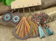 6 PC Earring Set Bronze-tone Boho Exaggerated Dangle Drop New Free Ship B1598