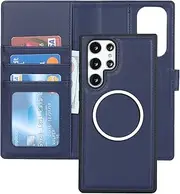 Cavor Wallet Case for Samsung Galaxy S22 Ultra 6.8" Leather Case 2 in 1 Magnetic Detachable Flip Cover Support Magsafe Charging with Stand Feature Card Slots-Navy Blue