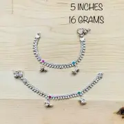 Handmade 925 Sterling Silver / Chandi Anklet Pair, Indian Payal 5 Inches 16 Gram