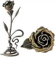 Bronze Stained Metal Rose with Steel Base