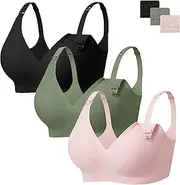 [Angelhood] 3 Pack Nursing Bras for Breastfeeding Seamless Pregnancy Maternity Bra Wireless Sleep Bralette with Extenders
