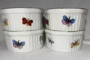ROYAL CROWN SpringTime Strawberry/Butterfly Ramekins #6512 Oven to Table SET 4