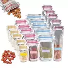 20PCS Mason Jar Reusable Zip Lock Bag Food Storage Stand Up Zipper Pouch PE